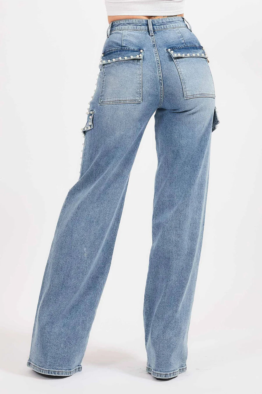 Pearl Cargo Wide Leg Jeans