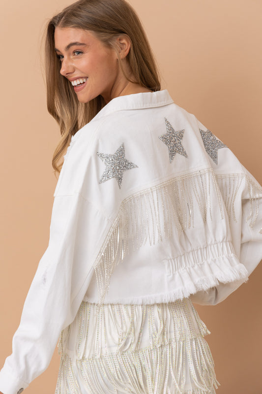 Start Rhinestone Fringe Jacket