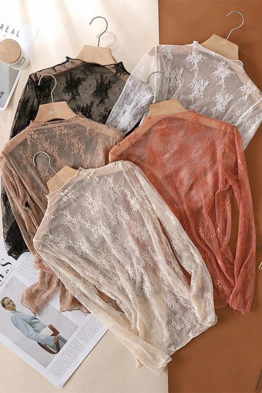 Lace Sheer Long Sleeve