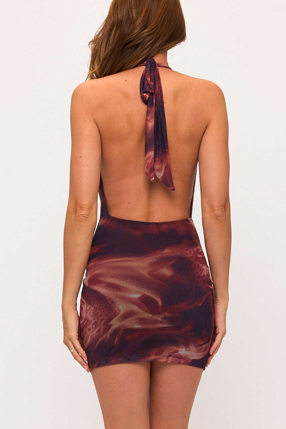Multicolor Leopard Halter Mini Dress