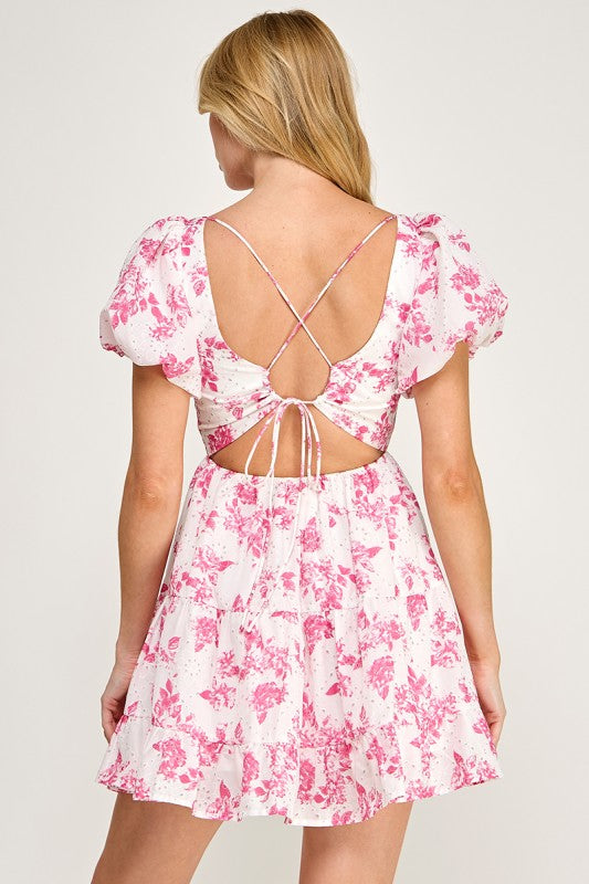 Spring Pink Flower Dress