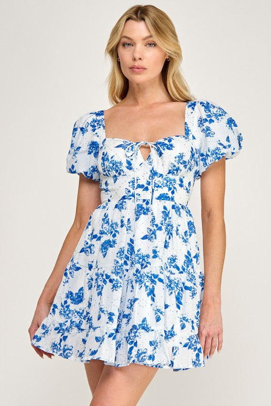 Spring Blue Flower Dress