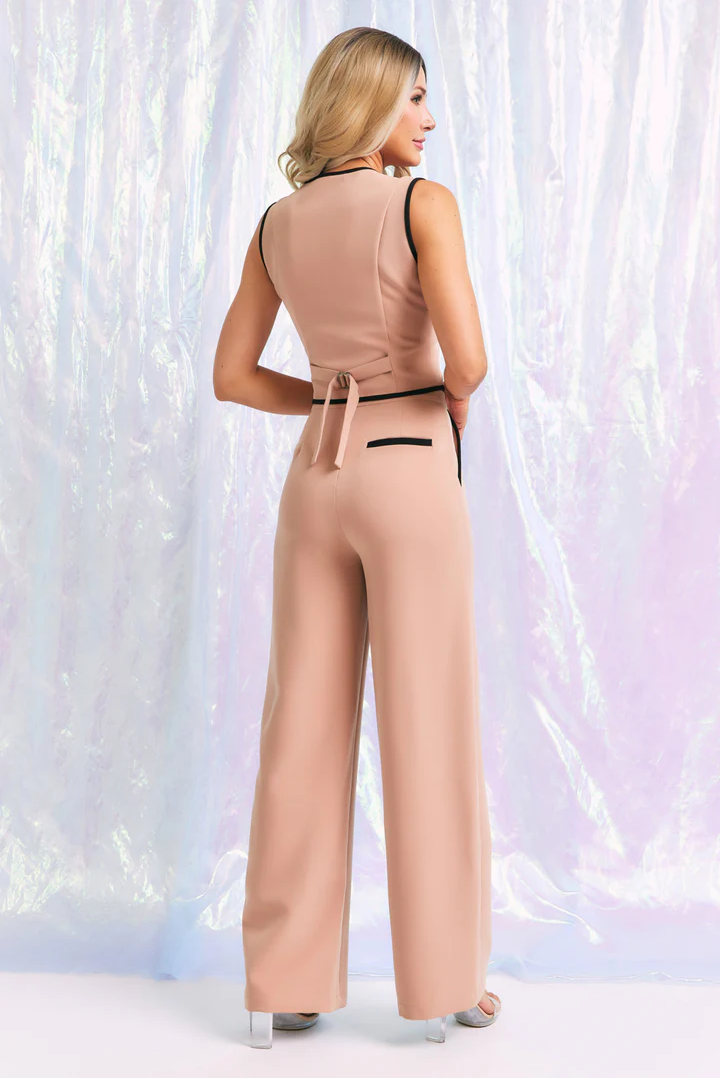 Vest and Pants Set with Contrast Detail